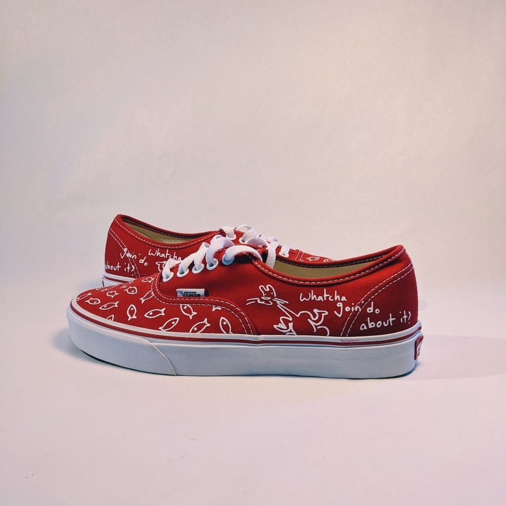 Red Vans Authentics - Custom - Picture 2 of 4